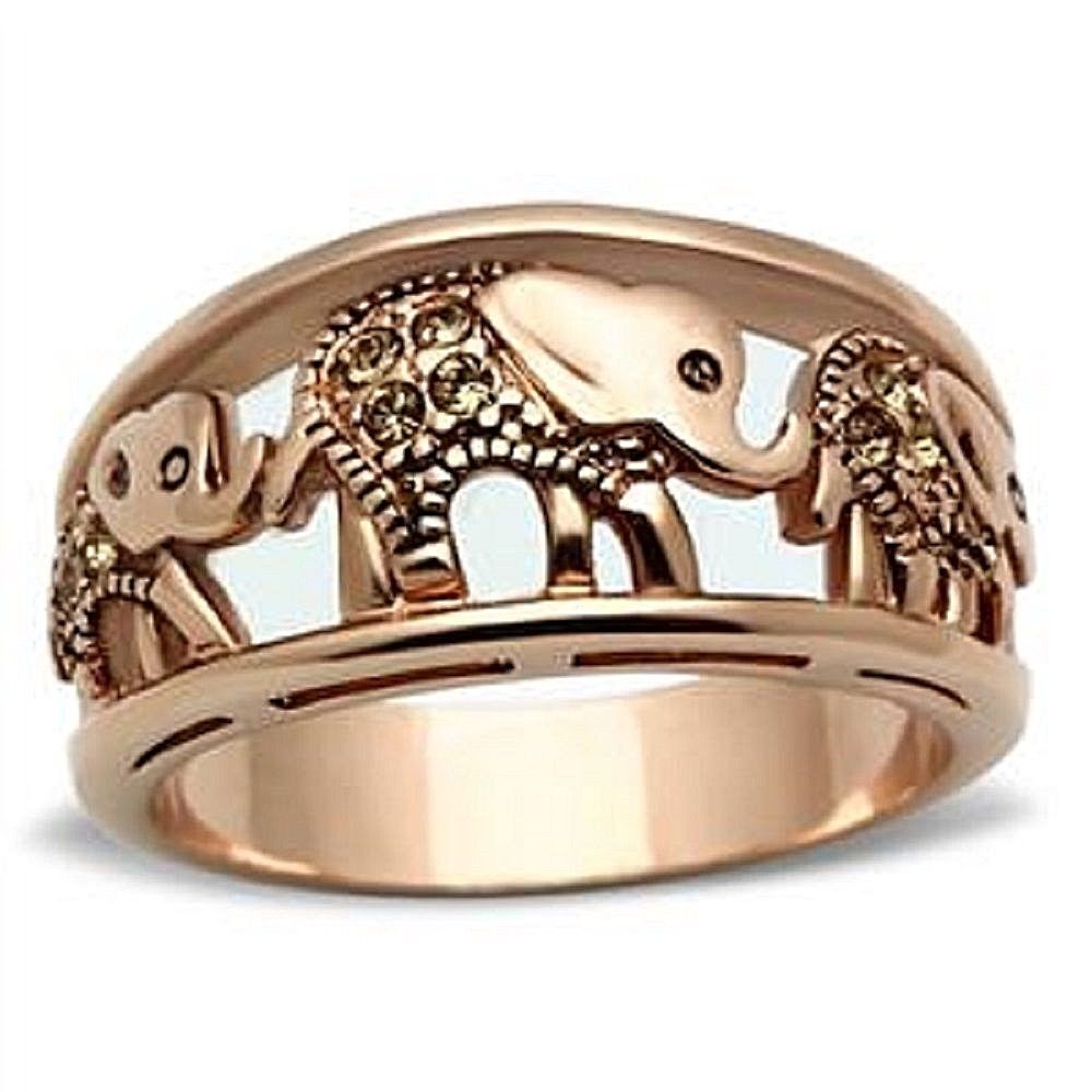 Elephant Rose Gold Ring Stainless Steel Dainty Cute Animal Jewelry